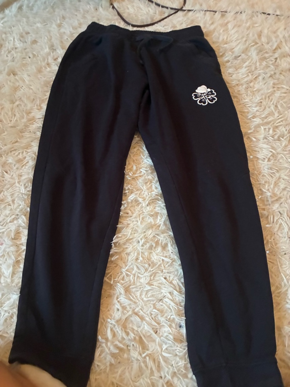 Black Kids Sweatpants with Side Logo